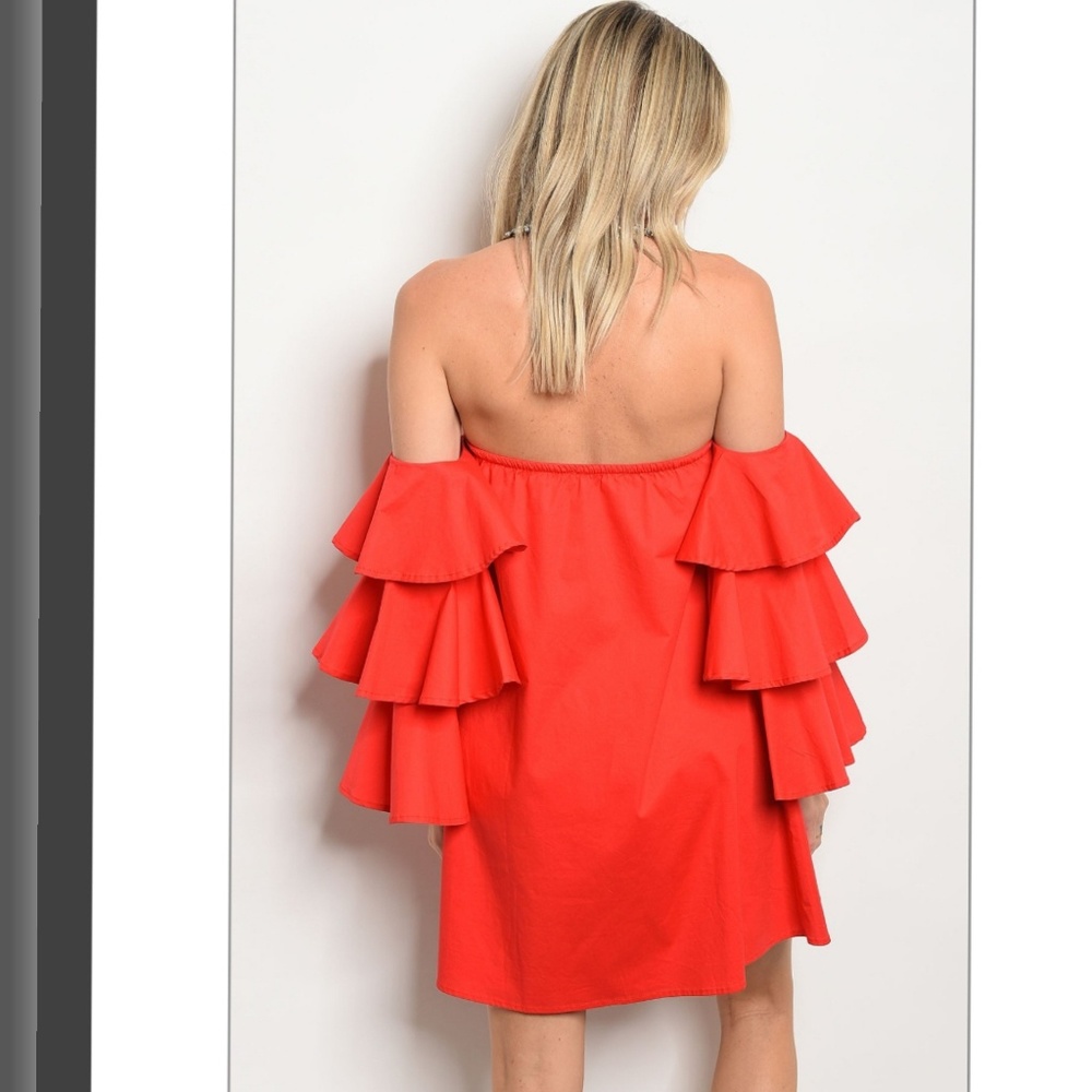 Off Shoulder RED DRESS - Picture 2 of 2